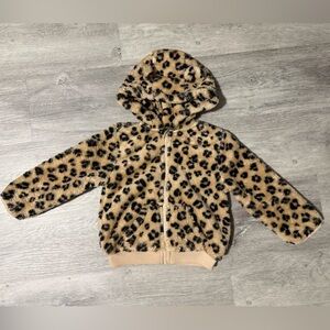 Old Navy Toddler Sherpa Leopard Print Zip Up Hoodie